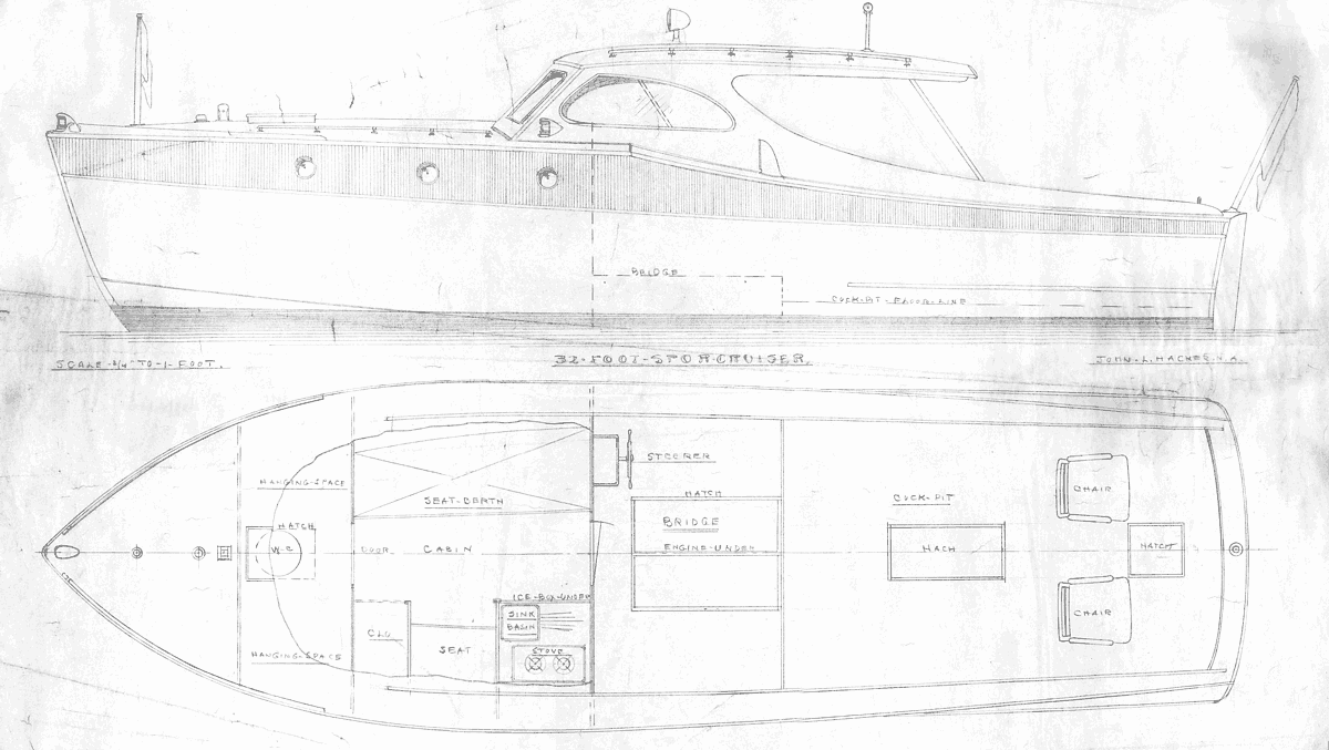 32' Fishing Boat Plan designed by John L. Hacker