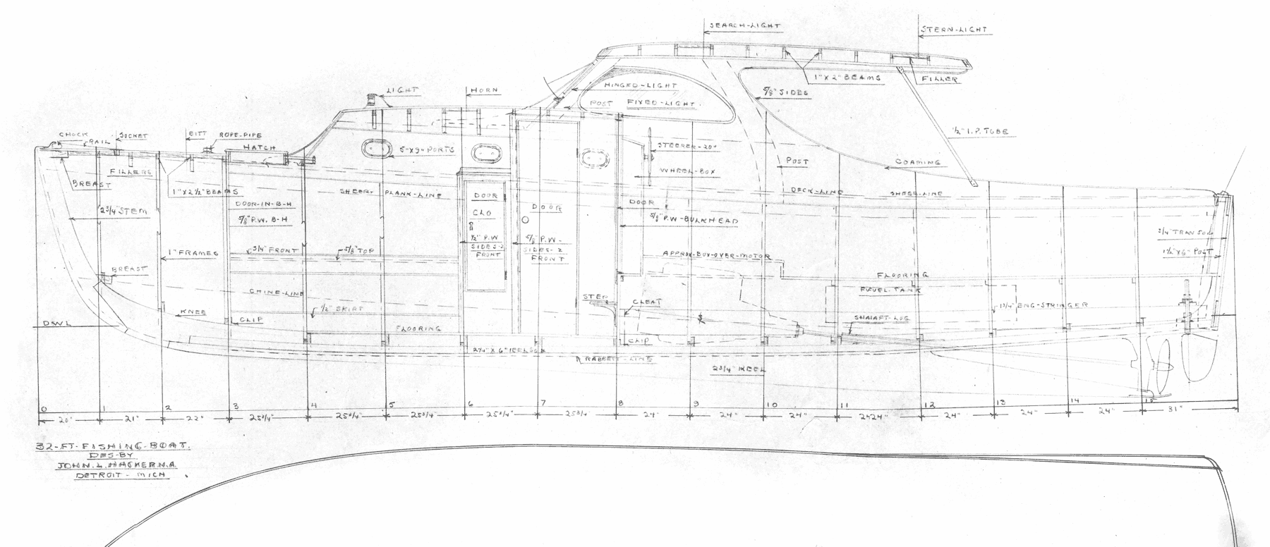 32' Fishing Boat Construction Section designed by John L. Hacker